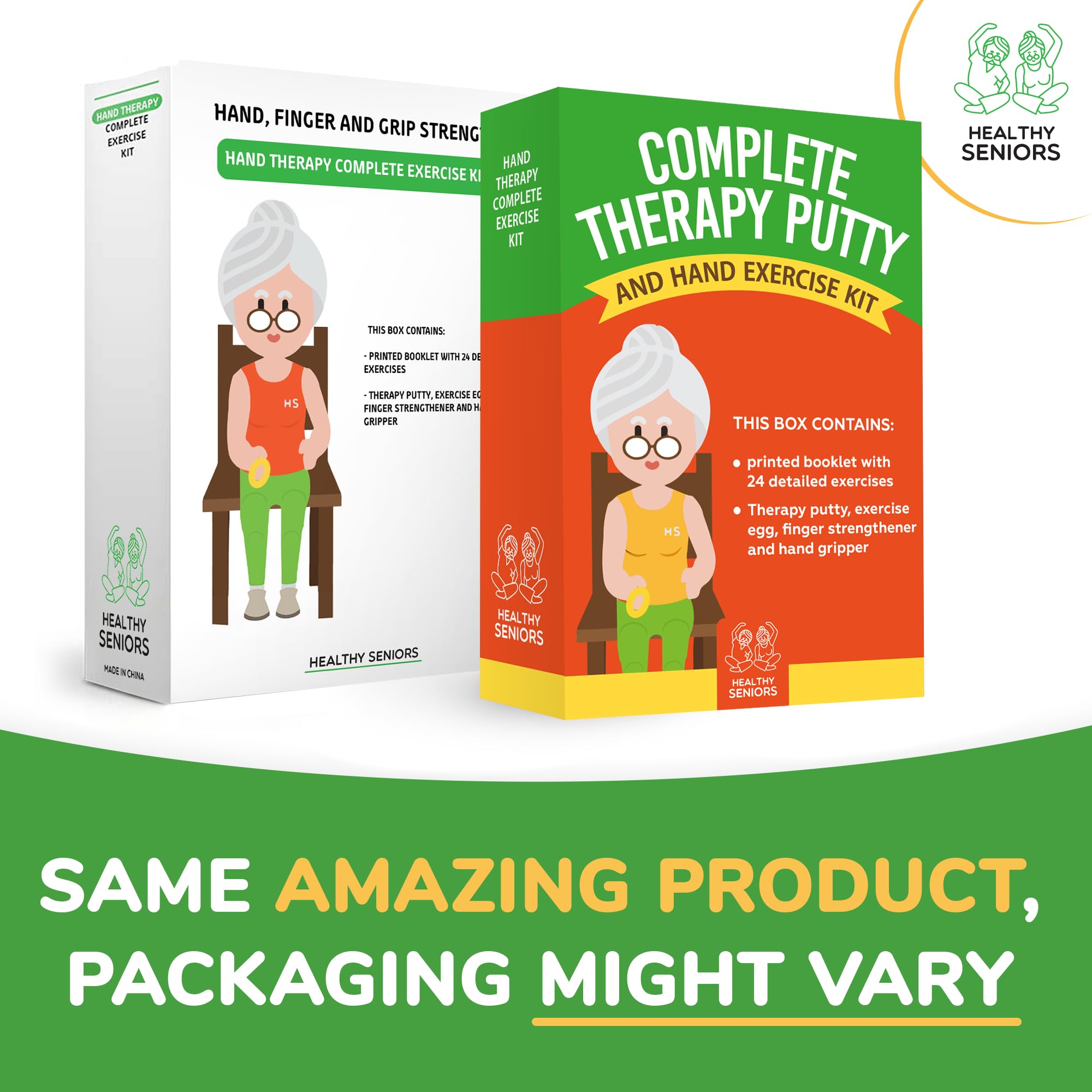 Healthy Seniors Physical Therapy Putty Kit, Finger Exercisers, and Hand Strengtheners. Improves Grip Strength, Dexterity, and Mobility. Supports Injury and Recovery Stress Relief