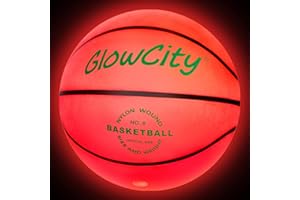 GlowCity Glow in The Dark Basketball - Sizes 5, 6, 7 Light Up Ball for Kids, Teens & Adults - Red Glow for Outdoor Games - Sports Birthday Gifts Ideas for Boys Ages 6 7 8 9 10 11 12 13 14