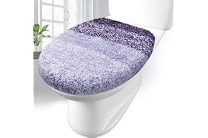 Arotive Soft Microfiber Bathroom Toilet Lid Cover, Machine Washable Seat Covers, 17.5 x 15, Stays in Place Rubber Backing, Fits Most Round, Elongated and Oblong Lids, Accessories Decor, Dark Purple