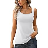V FOR CITY Tank Top for Women with Built-in Padded Bra Adjustable Wide Strap Camisole Cotton Cami Shirts