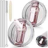 ANTAND 30oz Flip Straw Lid for Stanley Quencher H2.0 Tumbler, 2 Pack Leak Proof Lid Replacement No Spill Cover for Stanley Cup Accessories ProTour (Rose Quartz,Rose Quartz)