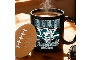 KIRADDLE 2 in 1 Football Fan Ceramic Coffee Mug Cup Philadelphia Themed Merch Shop Men Women Sport Stuff Gear Memorabilia Eagles Team Decor Desk Accessories Collectibles Merchandise Cool Special Present Gift