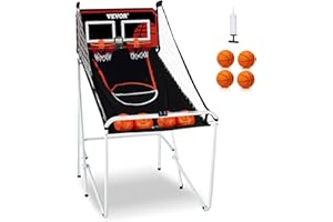 VEVOR Foldable Basketball Arcade Game, 2 Player Indoor Basketball Game, Home Dual Shot Sport with 4 Balls, 8 Game Modes, LCD 