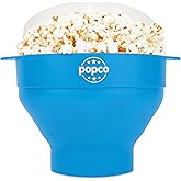 The Original Popco Silicone Microwave Popcorn Popper with Handles, Silicone Popcorn Maker, Collapsible Bowl, Dishwasher Safe 