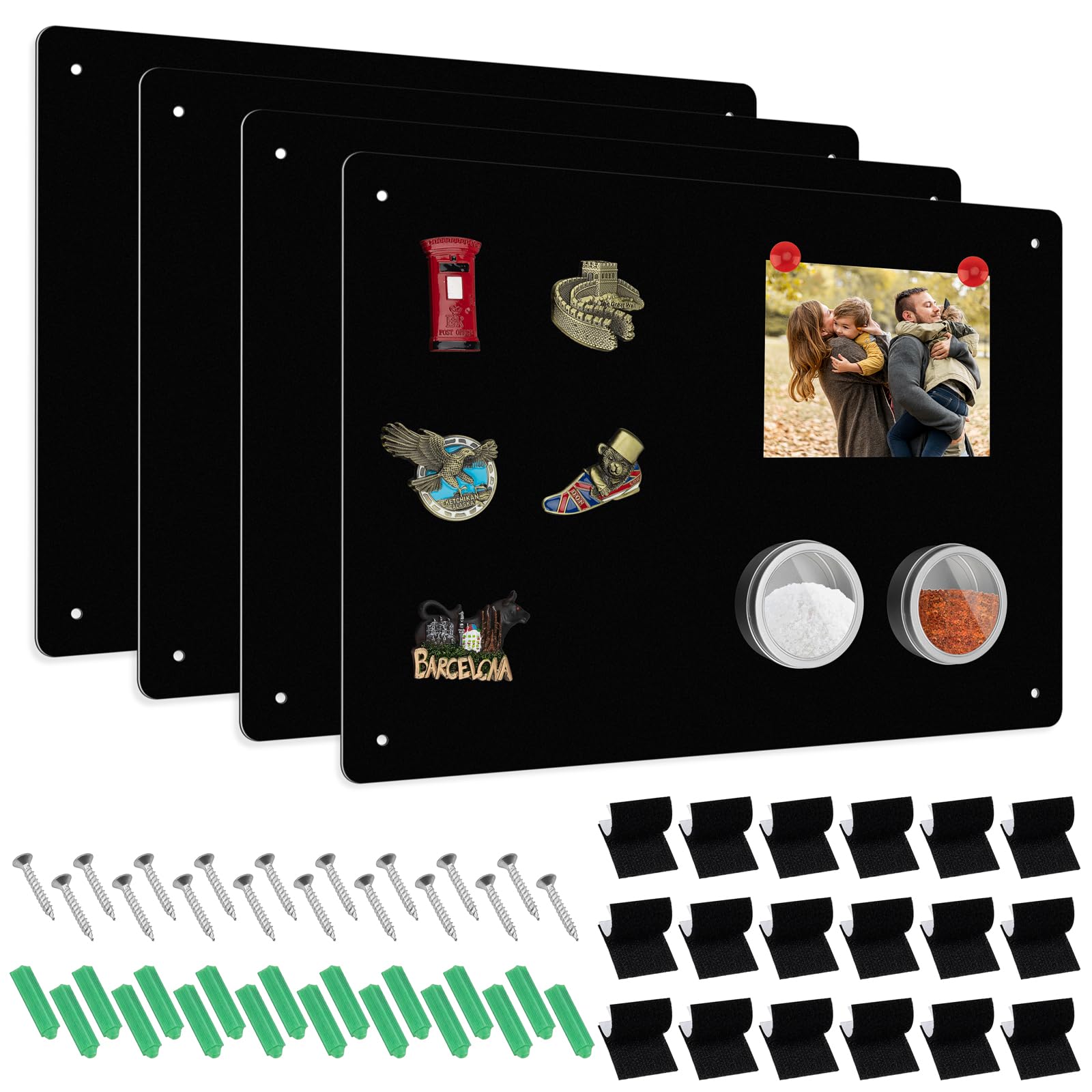 Pechor Magnetic Board for Wall 4 Pack, 43x30 cm A3 Metal Magnets Board for Fridge Magnets, Magnetic Stickers, Photos, Spice Jars, Suits for Kitchen Home Office Wall, Cabinet Easy Hanging