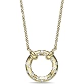 Lavari Jewelers 1/10 Carat Lab Grown Diamond Circle Necklace for Women I 18k Yellow Gold Plated 925 Sterling Silver Round Pendant Necklace for Her I 18 Inch Cable Chain with Lobster Claw Clasp