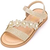 PANDANINJIA Gina Girls Sandals Open Toe Summer Flats Dress Sandals Shoes Toddler/Little Kid/Big Kid