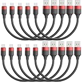 Short Micro USB Cable 1ft, 10Pack Micro USB Cord Android Charging USB 2.0 | Short USB to Micro USB Cable Fast Charging USB 2.0 Data Sync Nylon Braided for Samsung Galaxy S7 Edge S6, Android Phone, PS4