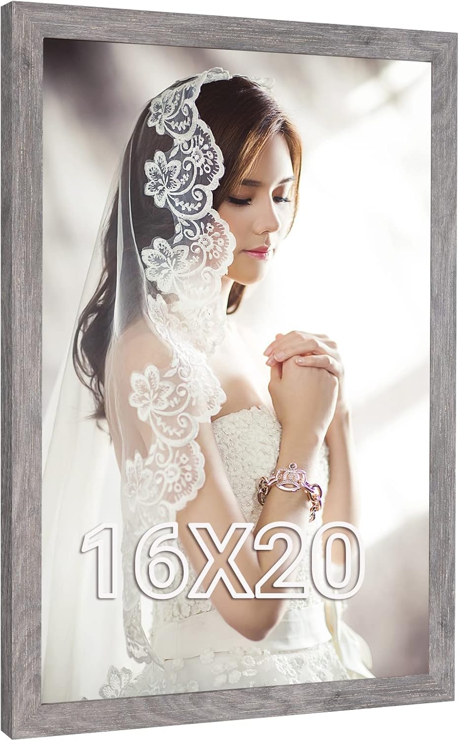 Photo Albums, Frames & Accessories - 16x20 Frame Rustic Grey, 20x16 Picture Poster Frame, Horizontal Vertical Hanging, Large 16 by 20 Wall Gallery Family Concert Portrait Photo Frame Anniversary/Birthday/Wedding/Thank you/Christmas Gift