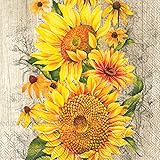 Sunflower Napkins Disposable Ideal Home Range IHR 3-Ply Dinner Guest Paper Napkins Bundle With 16 Colourful Sunflowers And 16 Count Le Tournesol Sunflower Napkins Paper