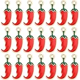 SUNNYCLUE 1 Box 80Pcs Red Chili Pepper Charms Pepper Charm Bulk Cinco De Mayo Mexican Themed Metal Enamel Vegetable Hot Chilis Dangle Pendants for Bracelet Earring Necklace DIY Craft Jewelry Making