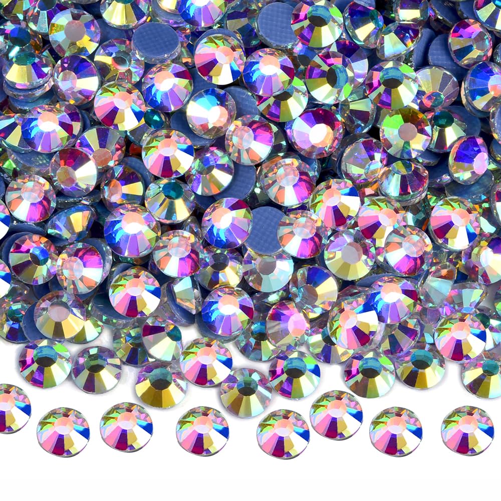 Blinginbox Hotfix Rhinestones for Clothes,1440pcs Hot Fix Rhinestones Crystal Gems for Crafts Decoration, Crystal AB, SS10