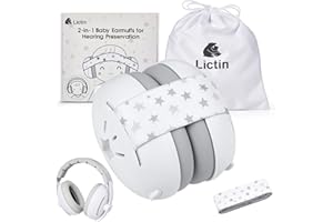 Lictin 2-in-1 Baby Earmuffs Noise Protection, Infant Noise Cancelling Headphones, Adjustable Baby Ear Protection, Star Noise Reduction Earmuffs for Babies and Toddlers up to 4 Years