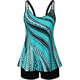 Arolina Tankini Swimsuits for Women Tummy Control Two Piece Bathing Suits | Modest Swimwear, Flowy, Removable Padded, Adjustable Straps, High Waisted, Loose Fit, Scoop Neck