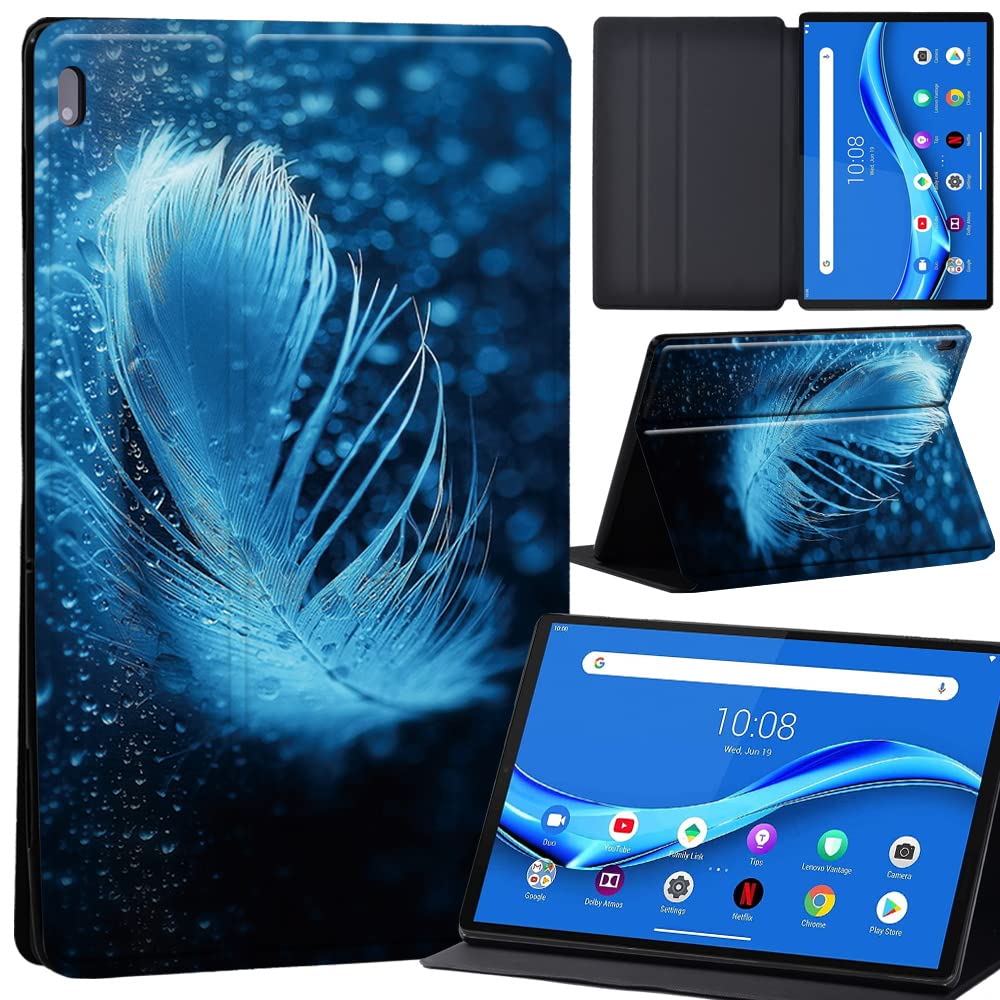 Case For Lenovo Tab M10 FHD Plus 10.3 inch (TB-X606X TB-X606F) Leather Case with Auto Wake-up, Flip Case for Lenovo Tab M10 FHD Plus Cover (raindrop feather)