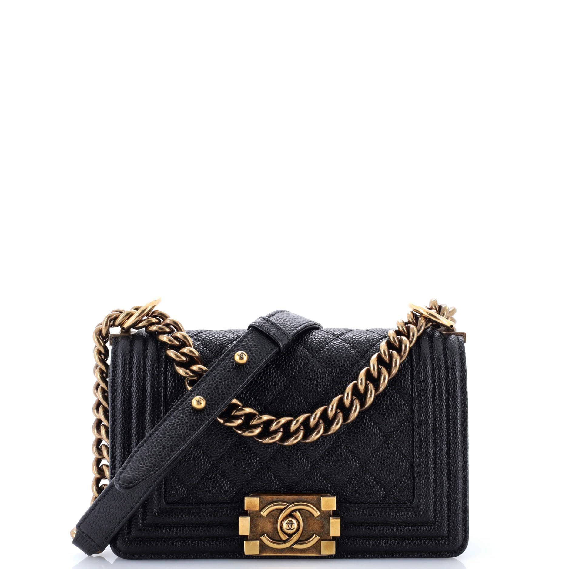 CHANEL Pre-Loved Boy Flap Bag Quilted Caviar Small, Black