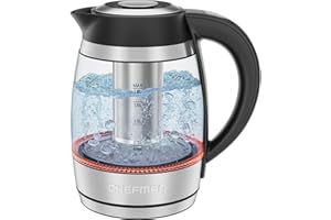CHEFMAN Electric Kettle with Digital Temperature Control, 1.8L 1500W with Tea Infuser, Hot Water in 3 Minutes, Auto Shut Off,