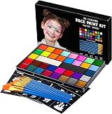 ENJSD Face Paint Kit 36 Colors 10 Brushes 30 Stencils Water Based Non-Toxic