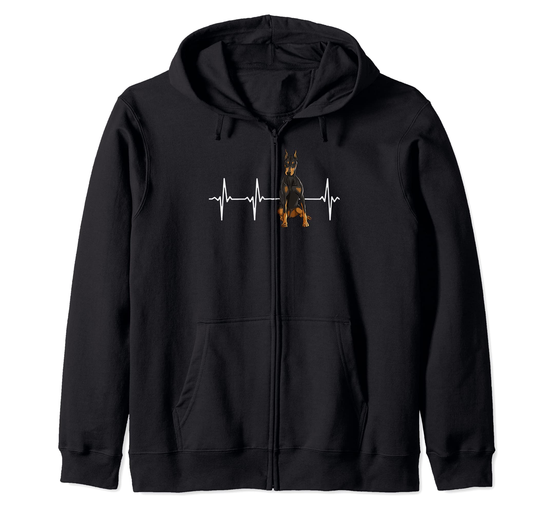 Doberman Pinscher Heartbeat Dog Lover Zip Hoodie