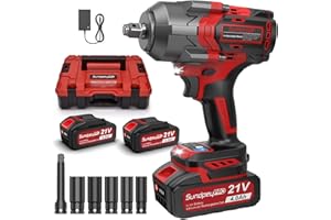 SundpeyPRO Cordless Impact Wrench 900Ft-lbs(1200N·m) - 21V 1/2" Brushless Power Impact Driver with 2 * 4.0Ah Batteries - 3200RPM High Torque Electric Impact Gun with Sockets & Fast Charger & Case
