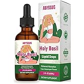 ABYSSUS Holy Basil Liquid Drops – Alcohol-Free Tulsi Tincture with Ashwagandha for Stress Relief | Organic Vegan Non-GMO Adaptogen Supplement 2 fl oz