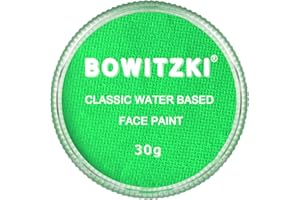 Bowitzki 30g Professional Face Paint Body Paint Water Based Face painting Makeup Safe for Kids and Adults Split Cake Single Color Halloween Christmas Party (Light Green)
