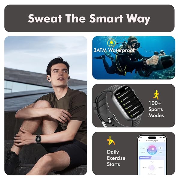 YMS SMART WATCH FOR WOMEN MEN – (ANSWER/MAKE CALLS) COMPATIBLE WITH IOS/ANDROID PHONES, 3ATM WATERPROOF, HEART RATE, SLEEP, PRESSURE, STEPS MONITOR, 100+ SPORTS TRACKERS, BLACK