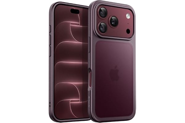 JETech Matte Case for iPhone 18 Pro Max, Dark Cherry | Frosted Translucent Back, Military Grade Drop Protection, Anti-Fingerp