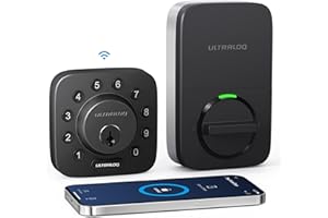ULTRALOQ U-Bolt WiFi Smart Lock with Door Sensor, 7-in-1 Keyless Entry Door Lock, Built-in WiFi Deadbolt Front Door, App Remote Control No Hub, Auto Unlock, Easy Installation, IP65 Waterproof, Black