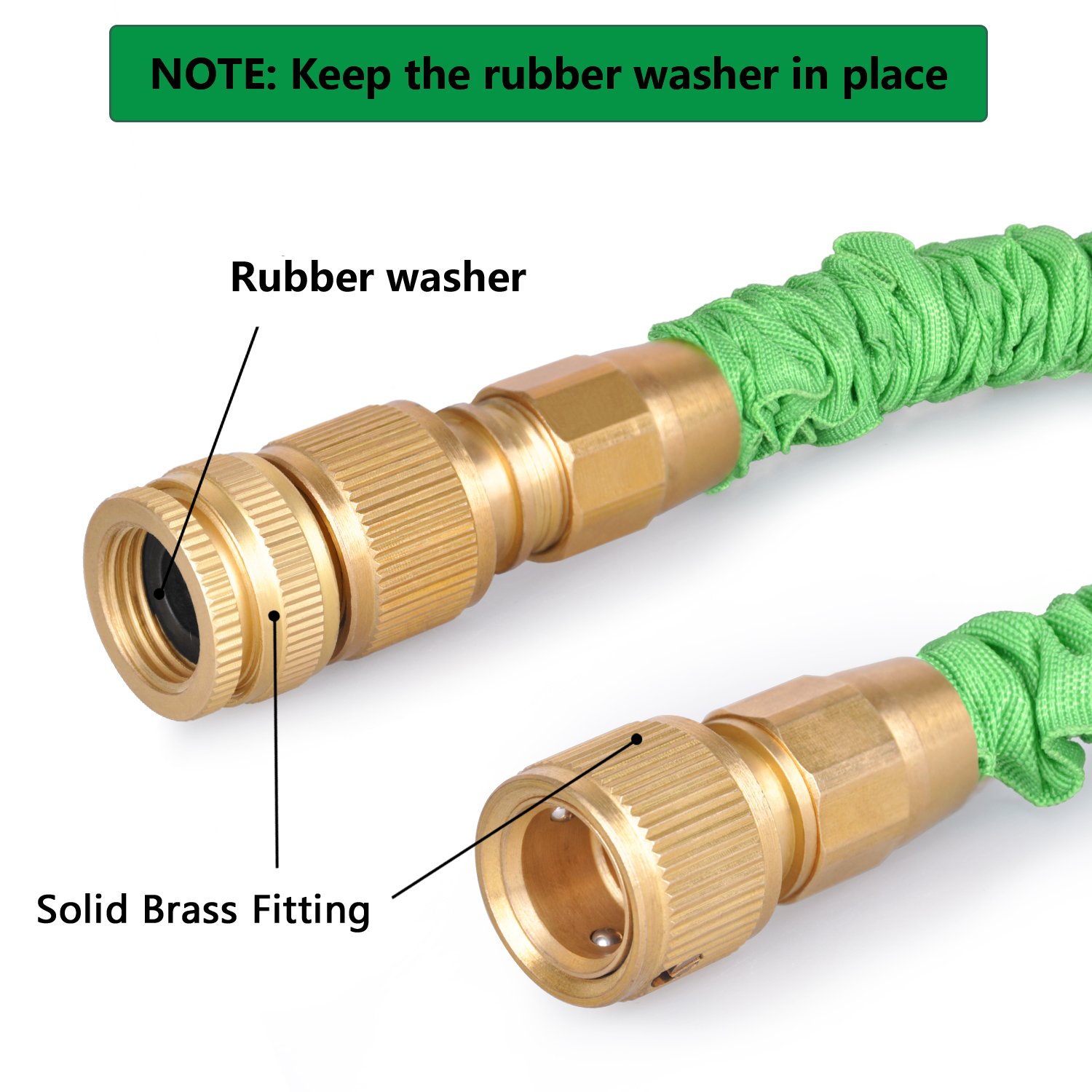 Homeme Tuyau d\'arrosage - 100 Feet Extensible Tuyau d\'arrosage Flexible Tuyau d\'eau, Raccords de Tuyauterie en Laiton Massif et Pistolet de Pulvérisation à 7 Modes de Buses - Vert