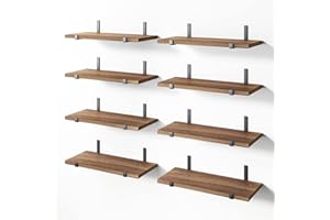 YGEOMER Wood Shelves for Wall Decor, Set of 8, Rustic Wall Shelves, Wood Floating Shelf for Bedroom, Living Room, Book and Bathroom (Dark Carbonized Black)