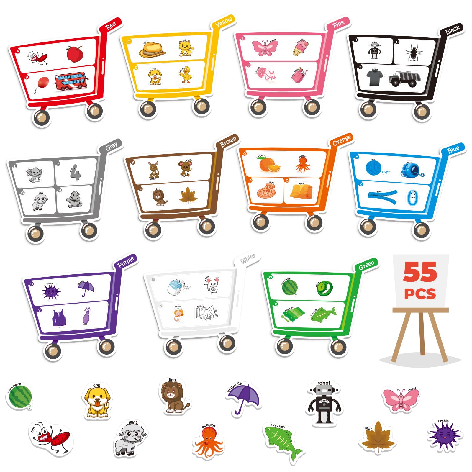 Photo 1 of Magnetic Color Sorting Set, Color Sorting Magnets for Toddlers Alphabet Games Learning ABC Letter Recognition Color and Shape Matching Game, Preschool Learning Activity Fridge Magnets for Toddlers