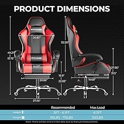 GTPLAYER Gaming Chair, Computer Chair with Footrest