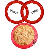 Adjustable Silicone Pie Crust Shield for 8-11.5" Pies （Pie Crust Protector） | Reusable Pie Edge Protector with Anti-Slip Clips, Food-Grade BPA-Free Pie Crust Guard for Baking, Oven &amp;Dishwasher Safe, 2pcs