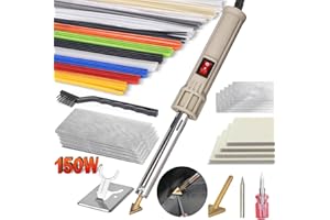 XR MARKET 150W 3-IN-1 Plastic Welder, 91PCS Welding Rods Plastic Welding Kit, 3 Tips Plastic Welder Soldering Iron Kit, 5 Wire Mesh, 5Aluminum Foil Tape, 4 Sandpaper for DIY, Bumpers Kayaks Repairs