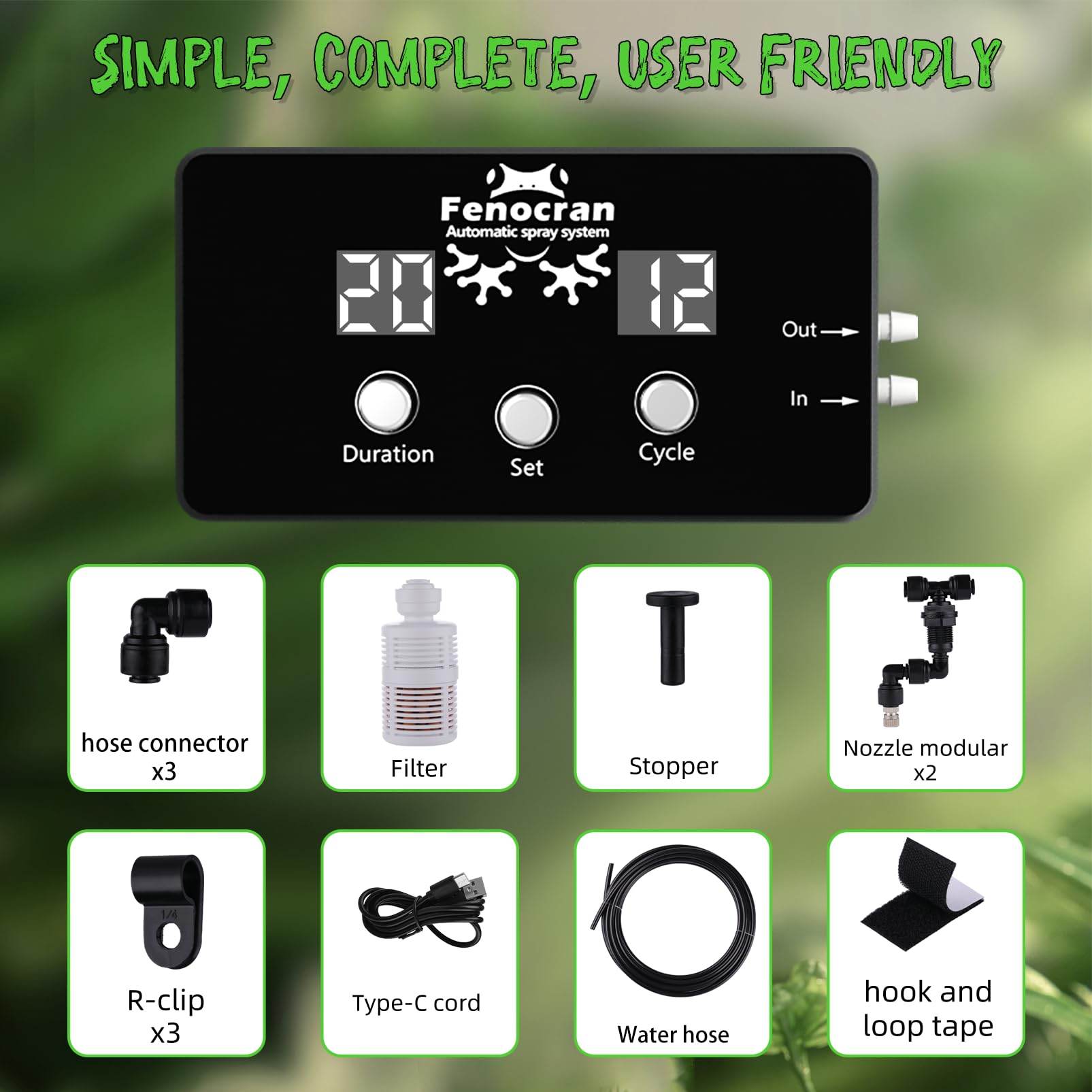 Fenocran Automatic Reptile Mister System, Reptile Humidifiers Smart Misting System, Chameleon