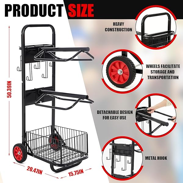 DAISYINNER ROLLING SADDLE CART WITH WHEEL, HEAVY DUTY SADDLE RACK DOLLY HORSE EQUIPMENT CART FOLDABLE HORSE TACK FOR STORAGE MOVING ORGANIZE TRANSPORT SUPPLIES(REMOVABLE RACK)
