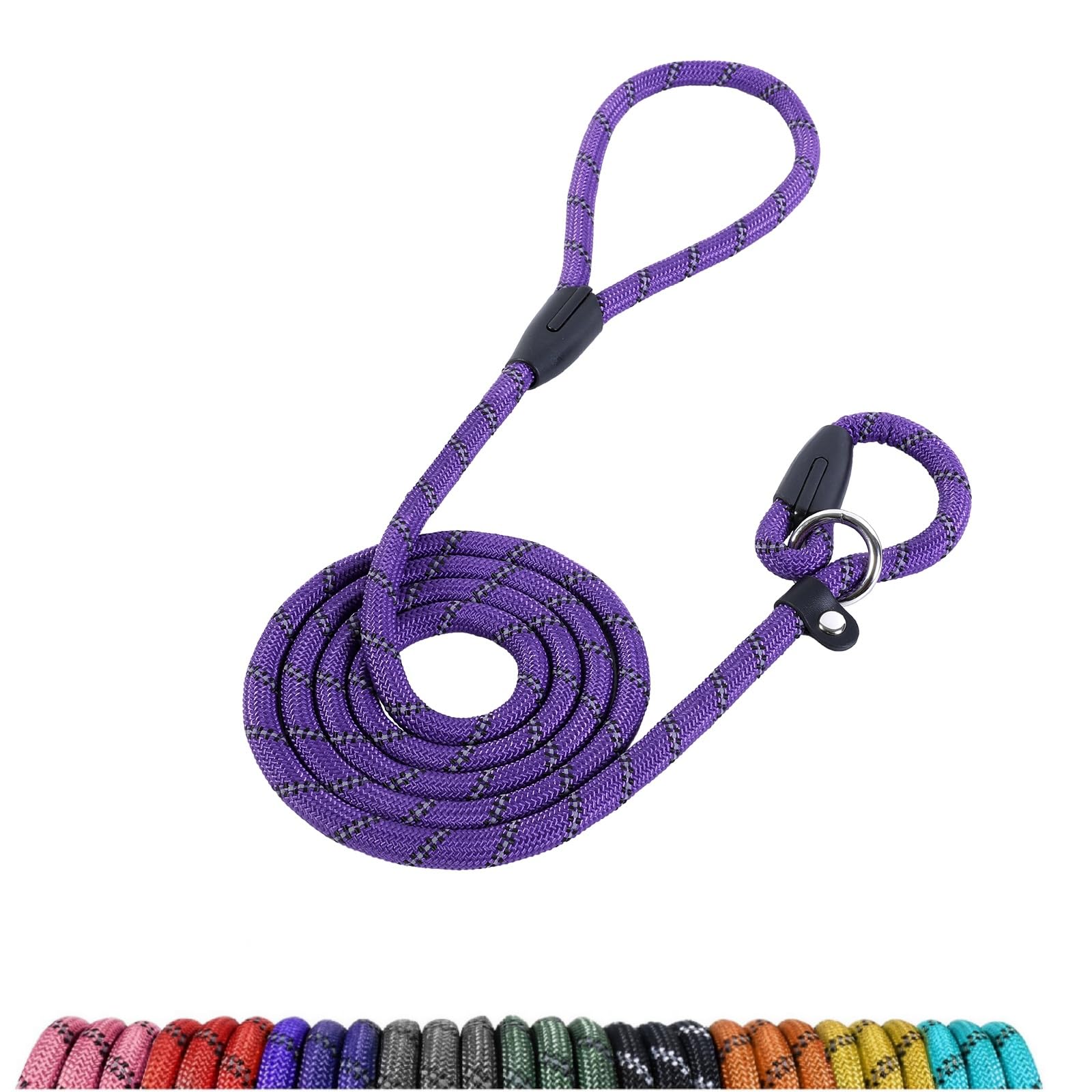 Loutep Slip Lead For Dogs-1.8m Long Rope Dog Leash With Reflective Stitching Slip On Easily With No Collar Or Harness Needed Anti-Choke Dog Slip Lead Ideal For Small Puppy Large & Medium Dogs Training
