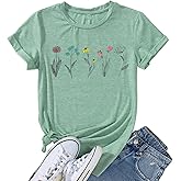 Wildflower Shirts for Women Flower Graphic Cute Garden Plant Lover Tshirts