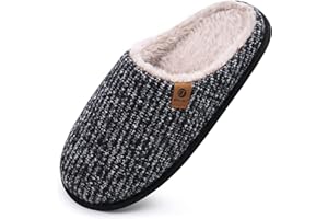ONCAI Men's House Slippers Memory Foam Slip-On Warm Cozy Scuff Home Bedroom Shoes with Indoor/Outdoor Rubber Soles US Size 7-15
