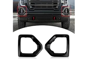 BINQIGOO 1 Pair Front Fog Light Bezel Cover Exterior Trim Replacement Compatible with GMC Sierra 1500 4-Door 2019-2021 Denali SLT AT4 Front Bumper Frame（Black)