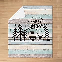 Feelyou Camper All Season,Bed Blanket Happy Camping