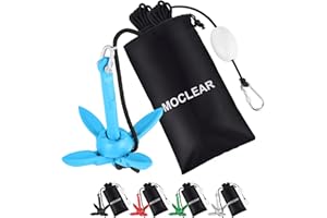 Moclear Kayak Anchor Kit, 1.5/3.5 lb Compact Folding Grapnel Anchor for Kayaks, Canoes, SUPs, Jet Skis, Small Boats - Lightweight Portable Marine Boat Anchor with Rust-Resistant Design