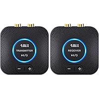 1Mii 2.4GHz Wireless Audio Transmitter Receiver Set for TV, 260Ft/80M Long Range 25ms Low Latency with AUX RCA in/Out,Wireles