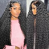 250% Density 13X6 30 Inch Deep Wave Lace Front Wigs Human Hair Curly Wig Wet and Wavy HD Lace Front Wig Pre Plucked 100% Real
