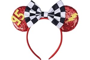 UNSPAZ Mouse Ears Headband, Cars Ears for Women Adult Kids, Sequin Headband Park Ears Trips Party Cosplay Costumes Accessories