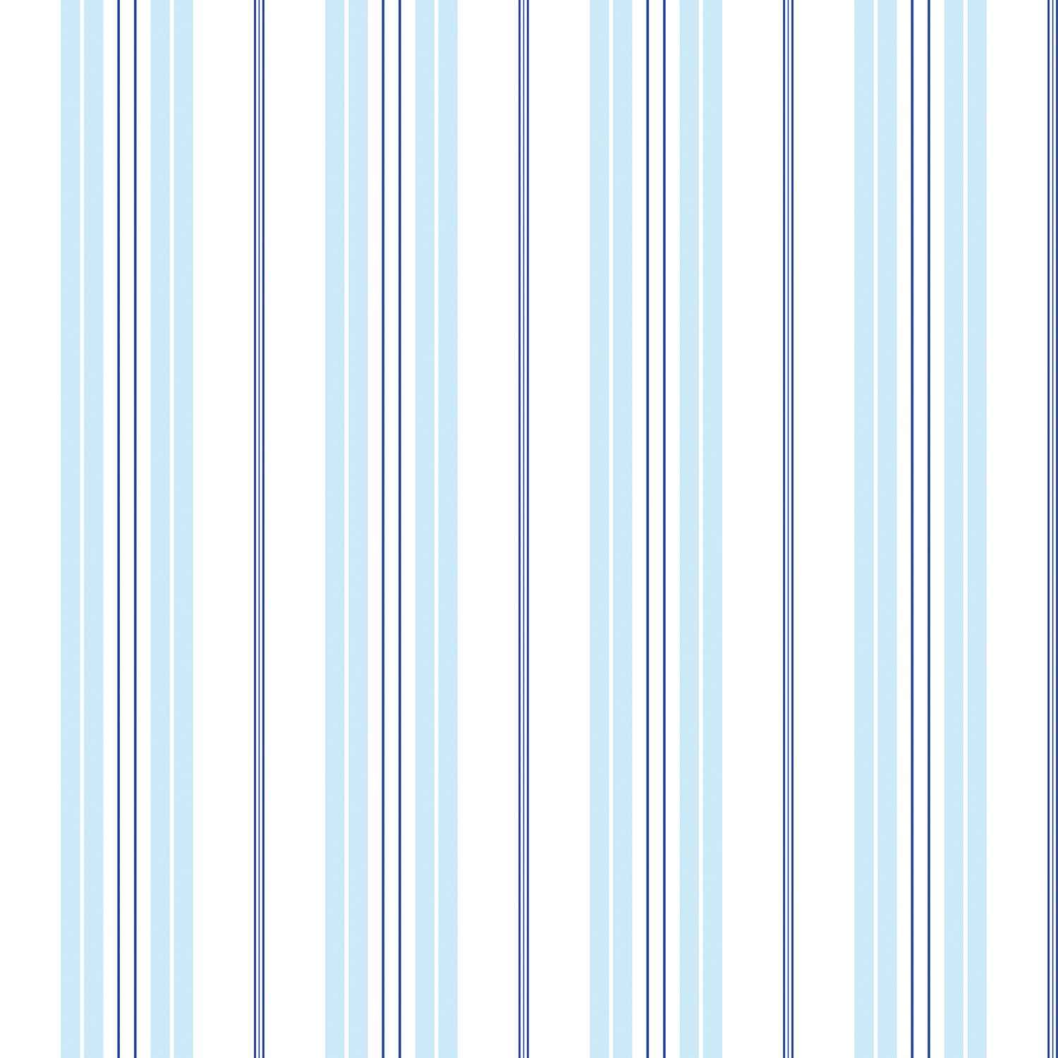 Galerie G23064 Deauville 2, 2 Colour Stripe Wallpaper, Sky/Navy Blue, 10m x 53cm
