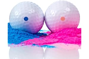 Winsharp Gender Reveal Golf Balls Exploding Set - 2 Balls - (1 Pink & Blue) Plus Tees, Best for Golf Theme Gender Reveal Parties