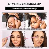 soodyoow 3-in-1 Slick Back & Edge Brush Set Pink, Hair Brush & Comb view 5