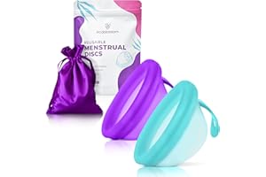 Ecoblossom Reusable Menstrual Disc - Menstrual Cup - Soft Period Disc for Women Designed with Flexible, Medical-Grade Silicone Period Cup (Pack of 2, Violet & Teal)